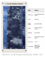 12 Oz Camouflaged Jacquard Denim Fabric sample showing faded wash effects and stitching details, SKU PRD-3.